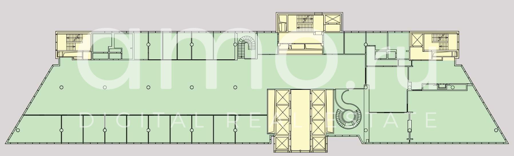 Планировка офиса 1738.63 м², 18 этаж, Бизнес-центр «Mebe One Khimki Plaza»